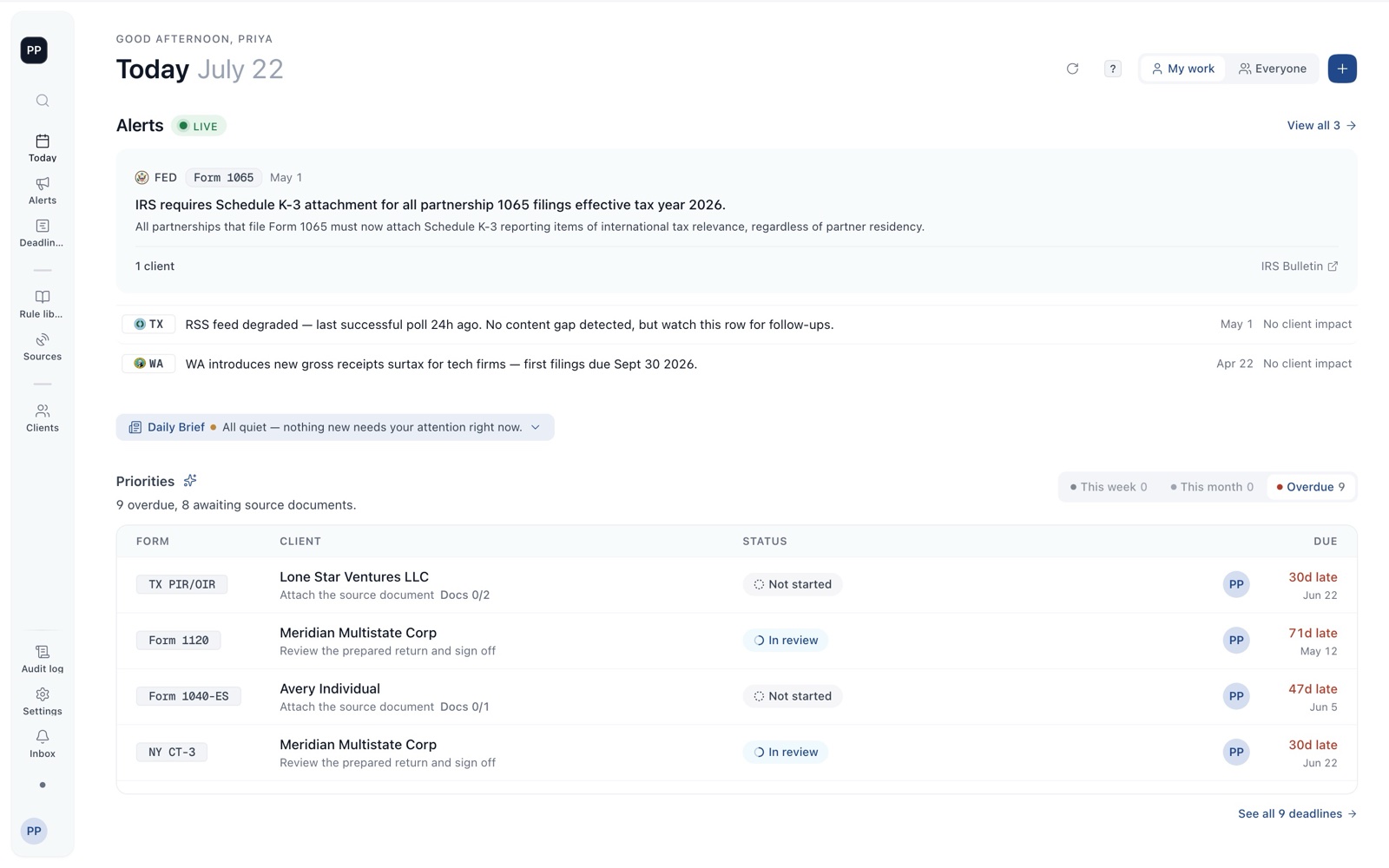 DueDateHQ interface