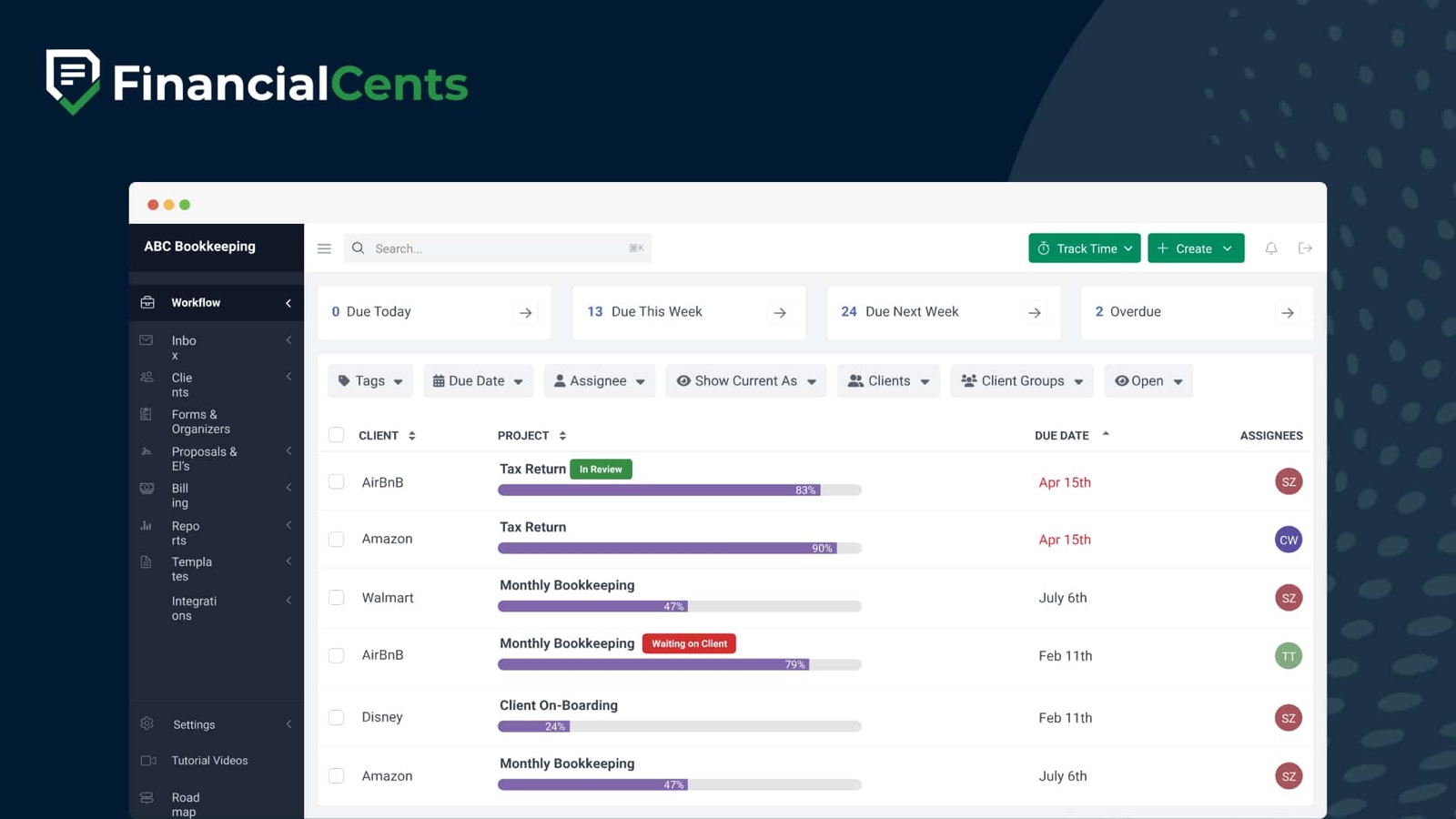 Financial Cents interface
