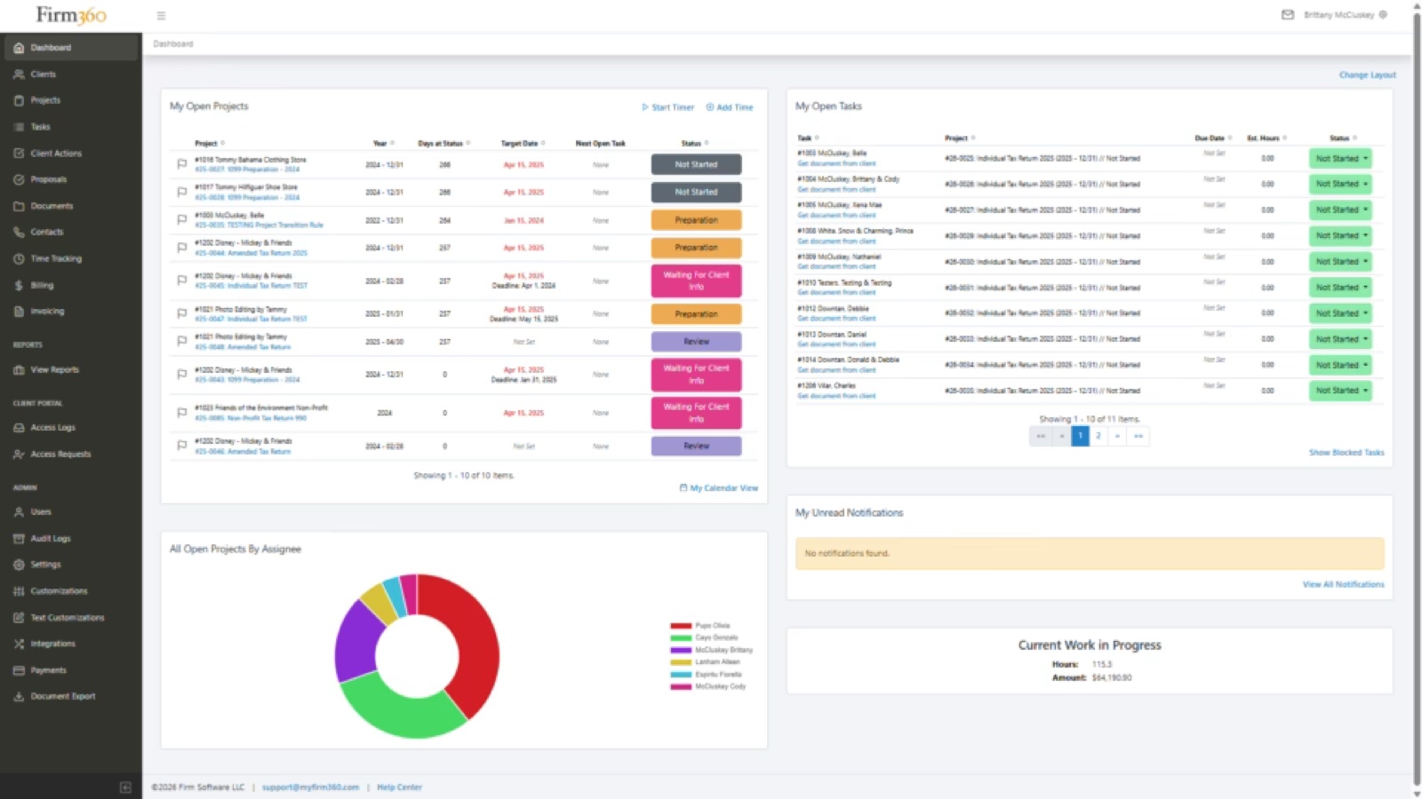 Firm360 interface