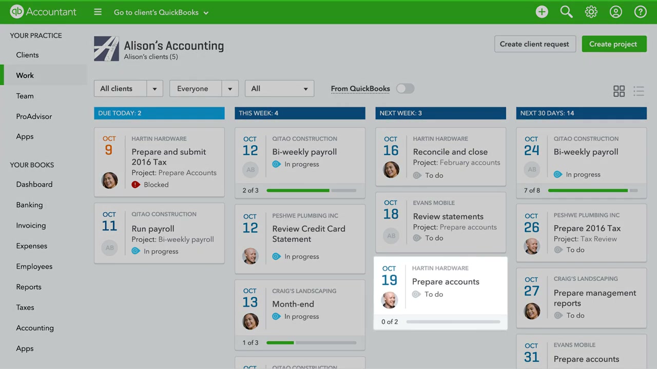 QuickBooks Online interface